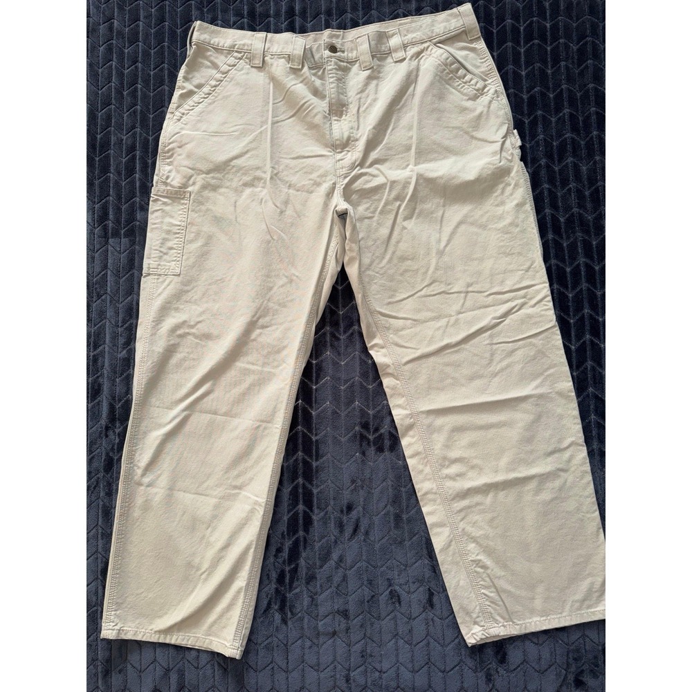 Carhartt Mens Canvas Wide Leg Dungaree Pants Beige Size 42